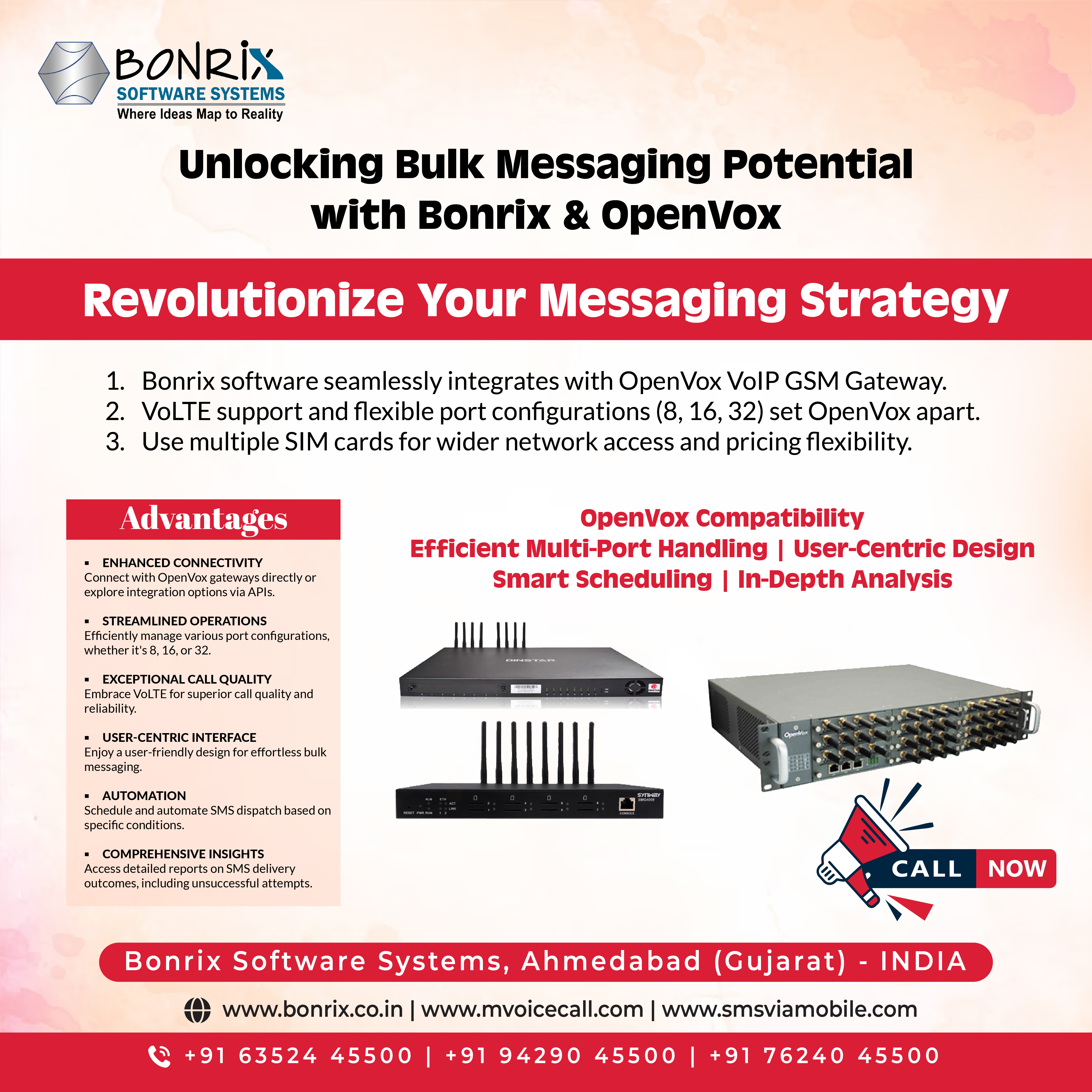 OpenVox VoIP GSM Gateway for sending and receiving SMS messages and calls over GSM networks